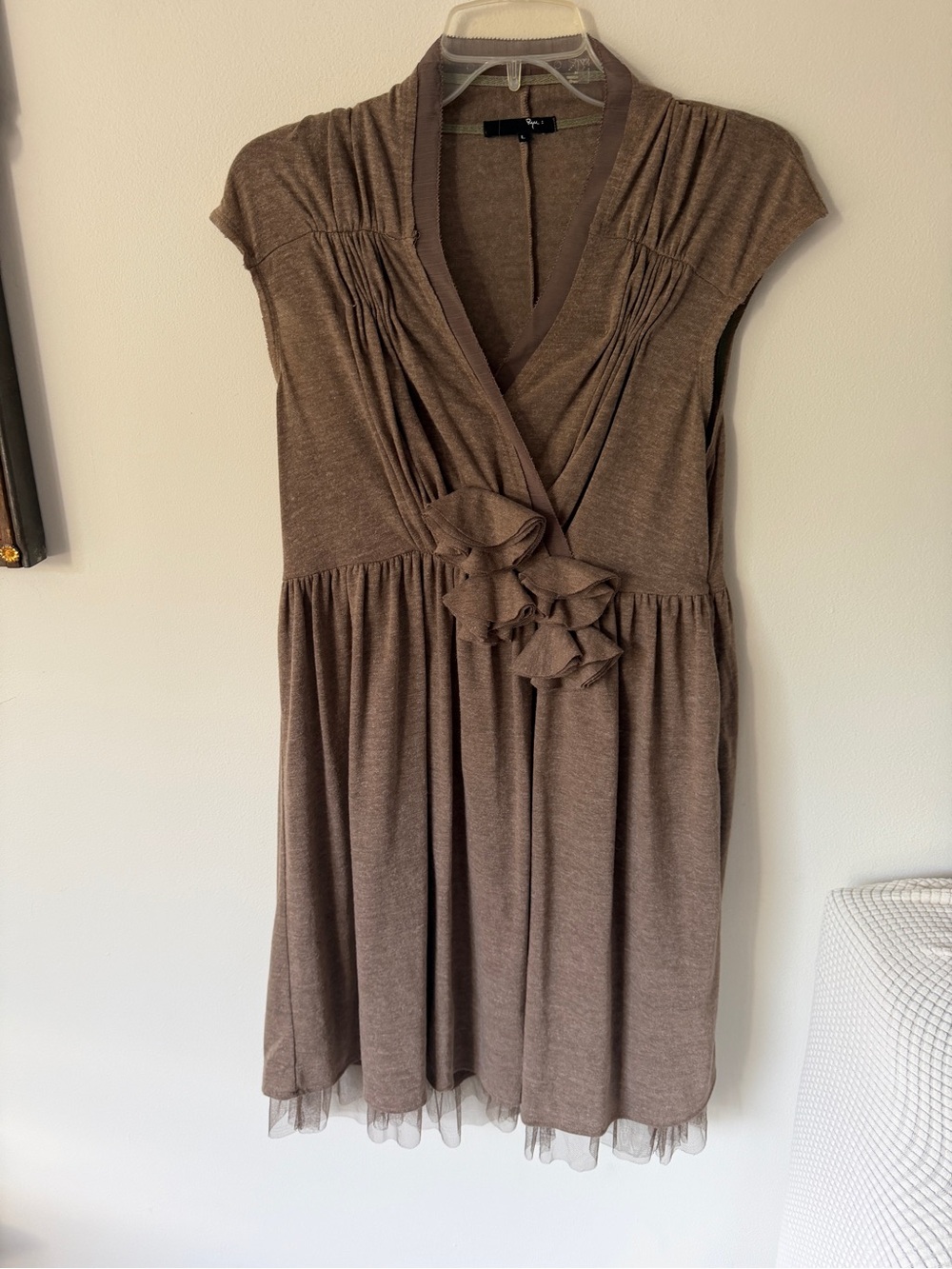 Ryu Brown Ruffle-Front Midi Dress